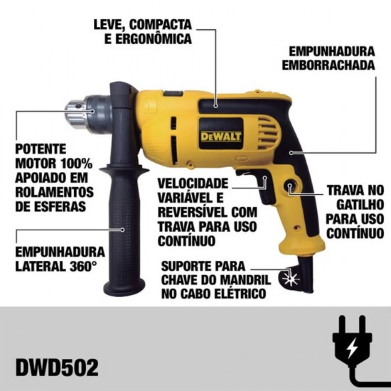 Furadeira De Impacto 1/2  710W - Dewalt Dwd502BR