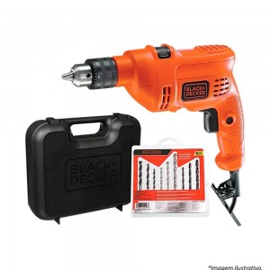 Kit Furadeira De Impacto 3/8 (10Mm) Com Maleta E Jogo De Brocas - 220V - Black & Decker Tm500Kb9B2